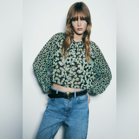 NWT ZARA FLORAL PRINT BLOUSE - Picture 1 of 8